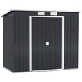 7 x 4ft Galvanised Steel Garden Shed with Foundation Kit - Dark Grey