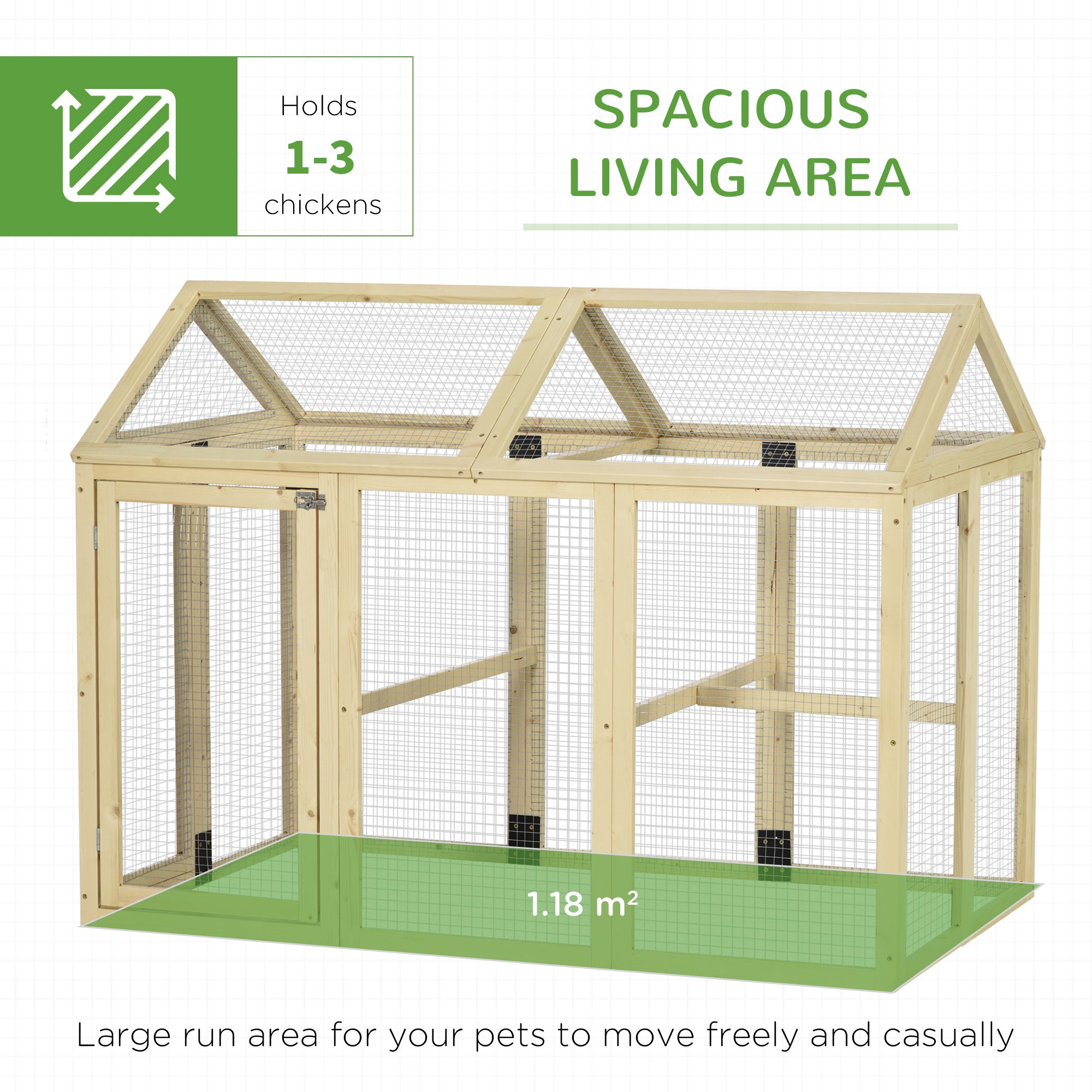 Large Chicken Run, Wooden Chicken coop, with Combinable Design - Natural Wood Finish