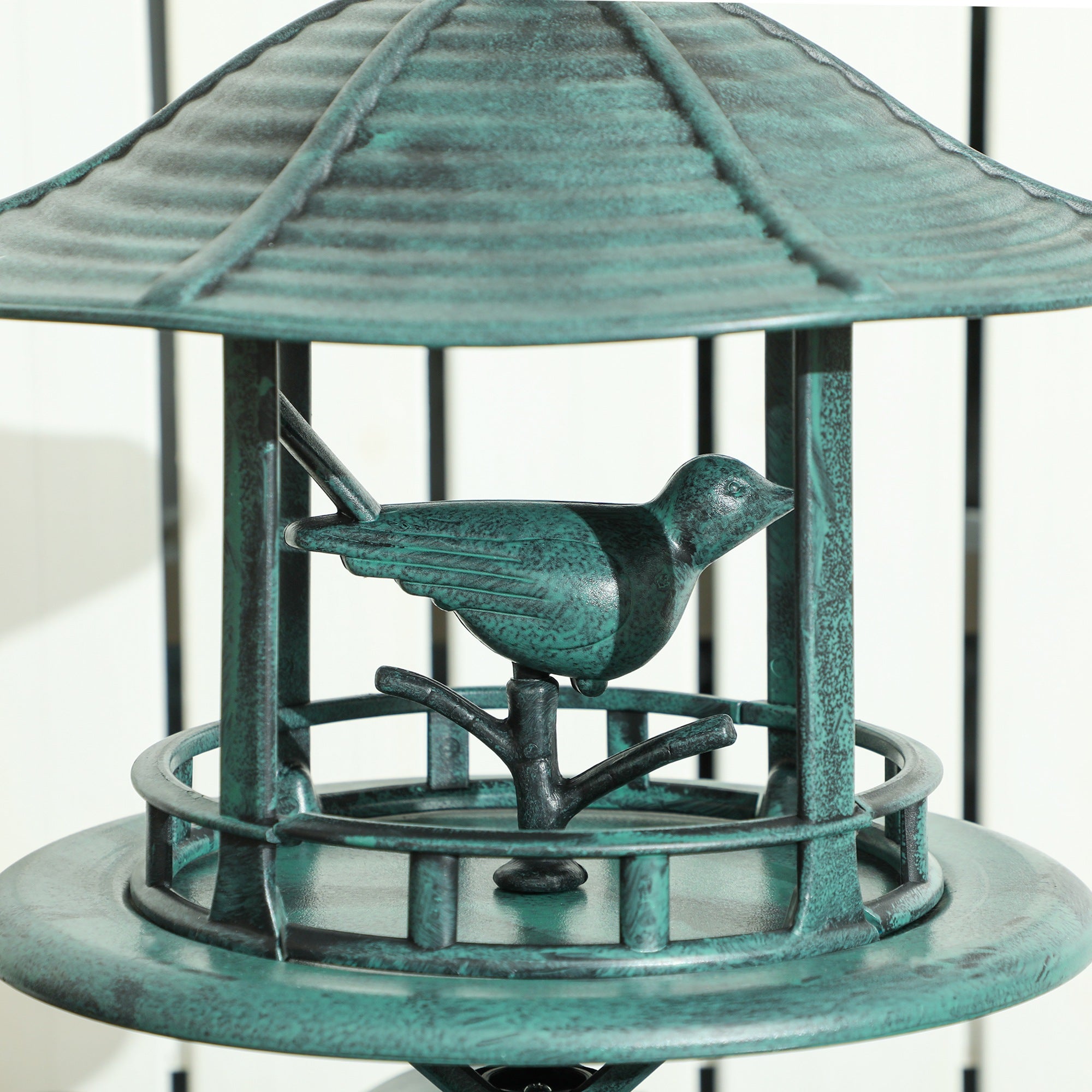 3-in-1 Garden Bird Bath, Freestanding Birdbath with Large Water Basin, Underneath Flower Planter, Φ50 x 113 cm, Green