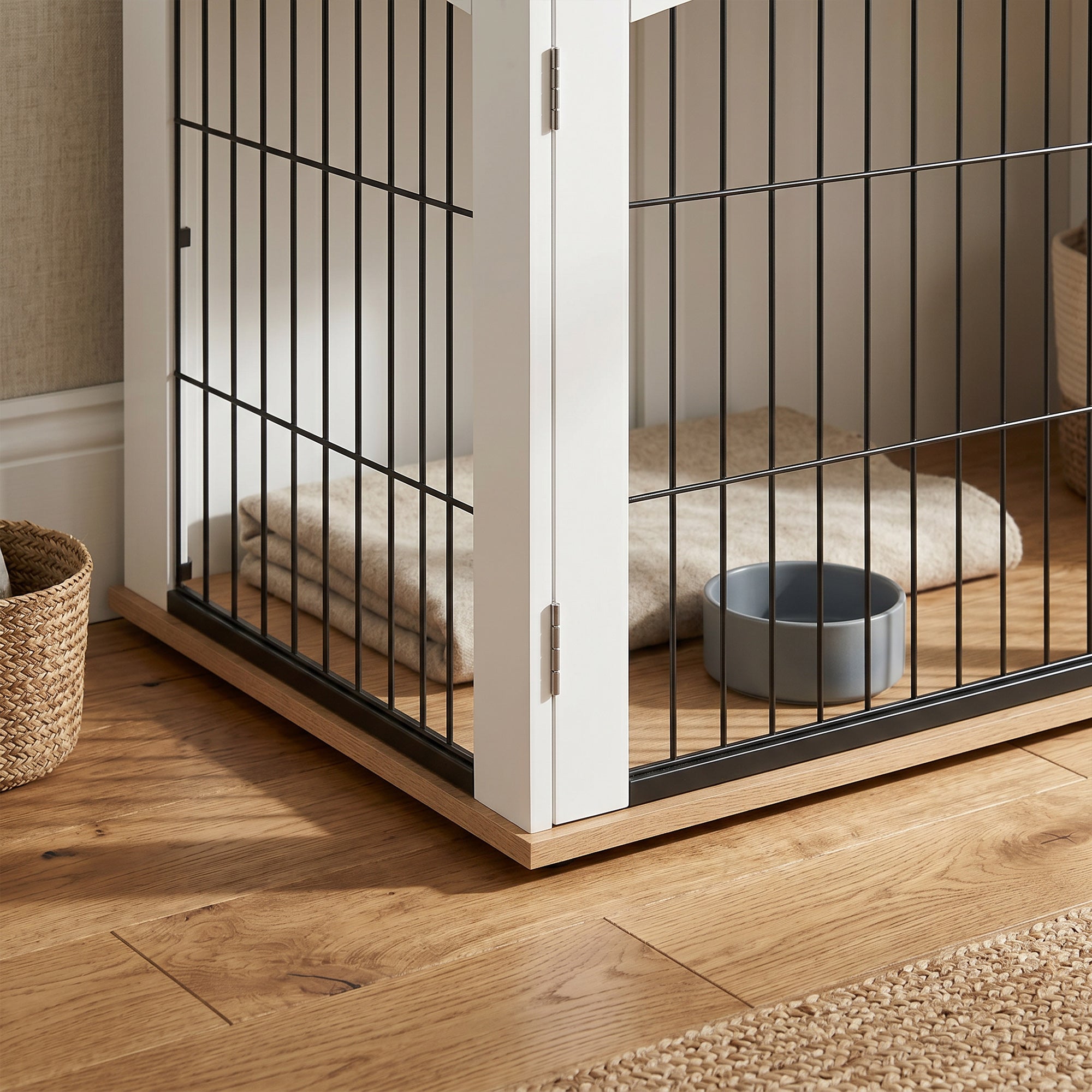 Dog Crate Furniture, Indoor Dog Cage with Double Doors for Large Breeds, Pet Kennel End Side Table