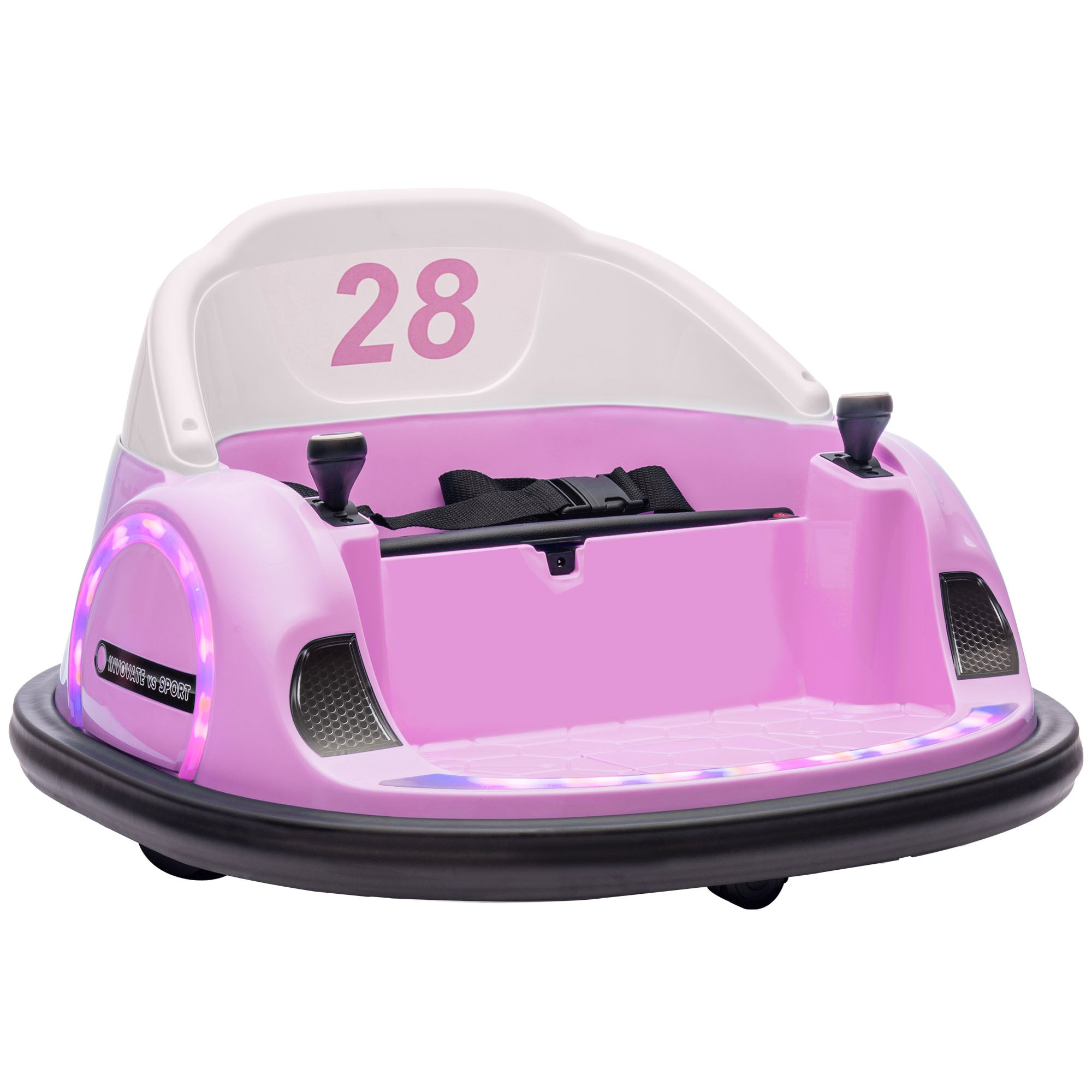 360° Rotation Kids Bumper Car, 12V Waltzer Car with Remote Control, Dual Joysticks, Music Lights - Pink