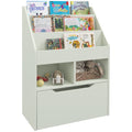 Kids Bookshelf with Storage Drawer and Wheels for Children 3-12 Years - Green