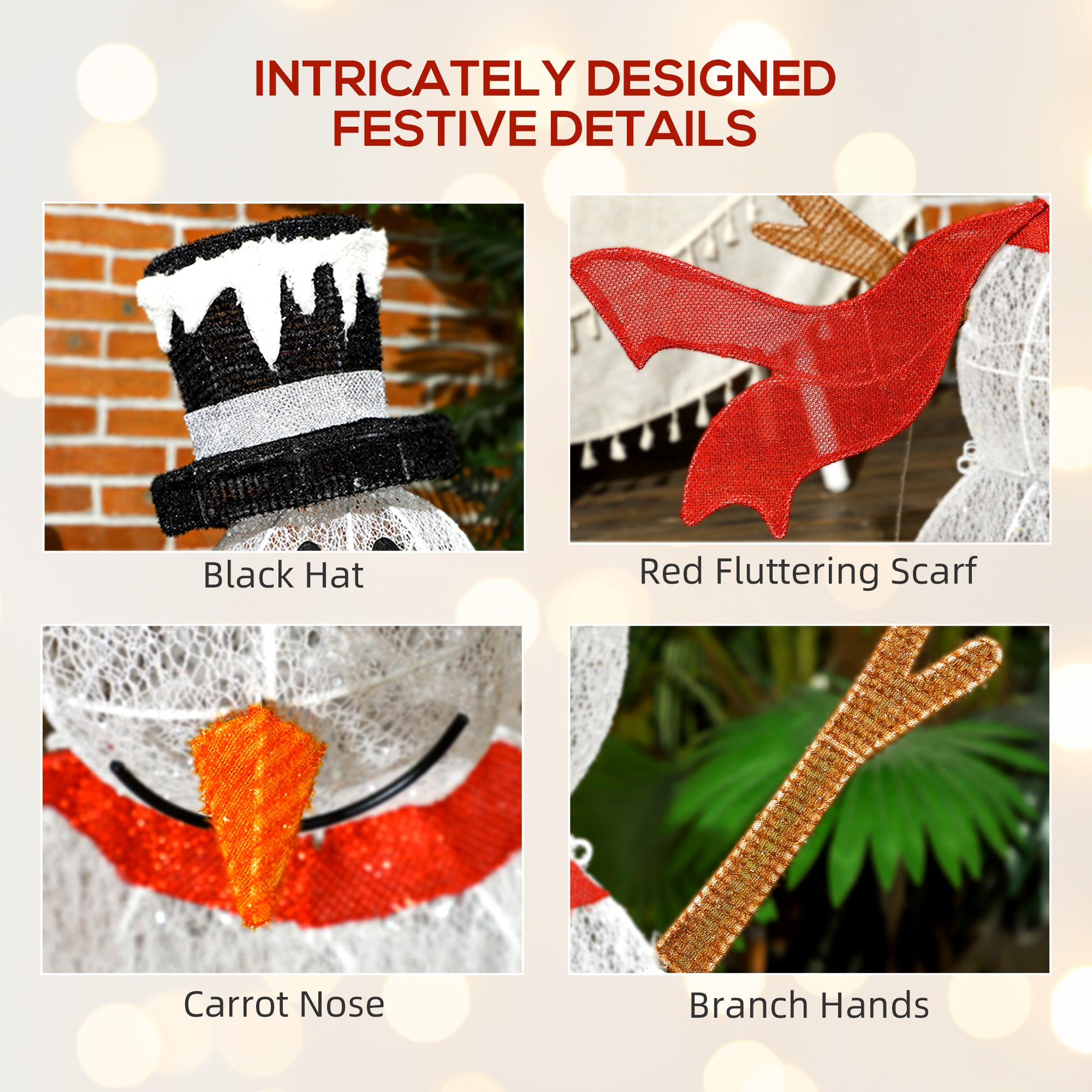 3ft 78 LED Light Outdoor Snowman Decoration, with Accessories