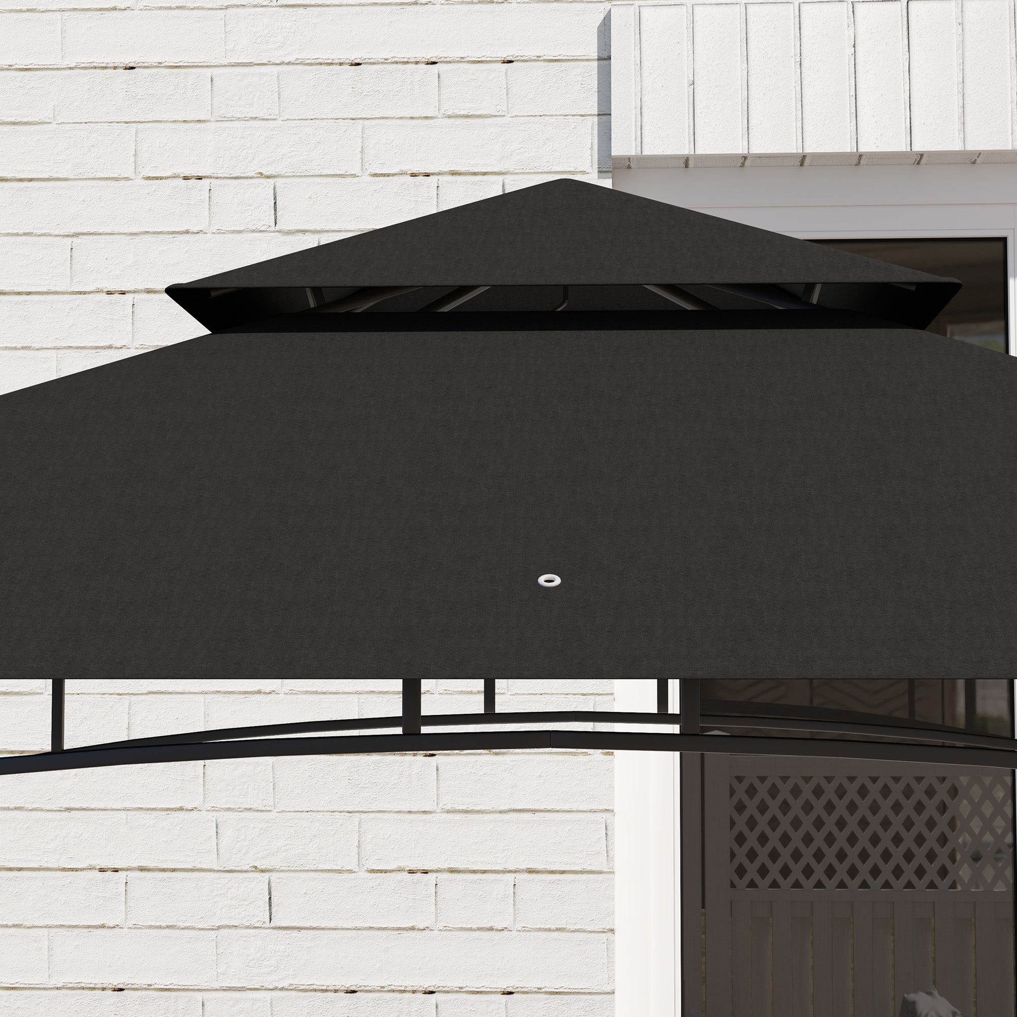 BBQ Grill Gazebo with Shelves and Baskets 150 x 240cm Grey Polyester Canopy