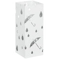 Six-Umbrella Galvanised Steel Holder Stand with Drip Tray - White