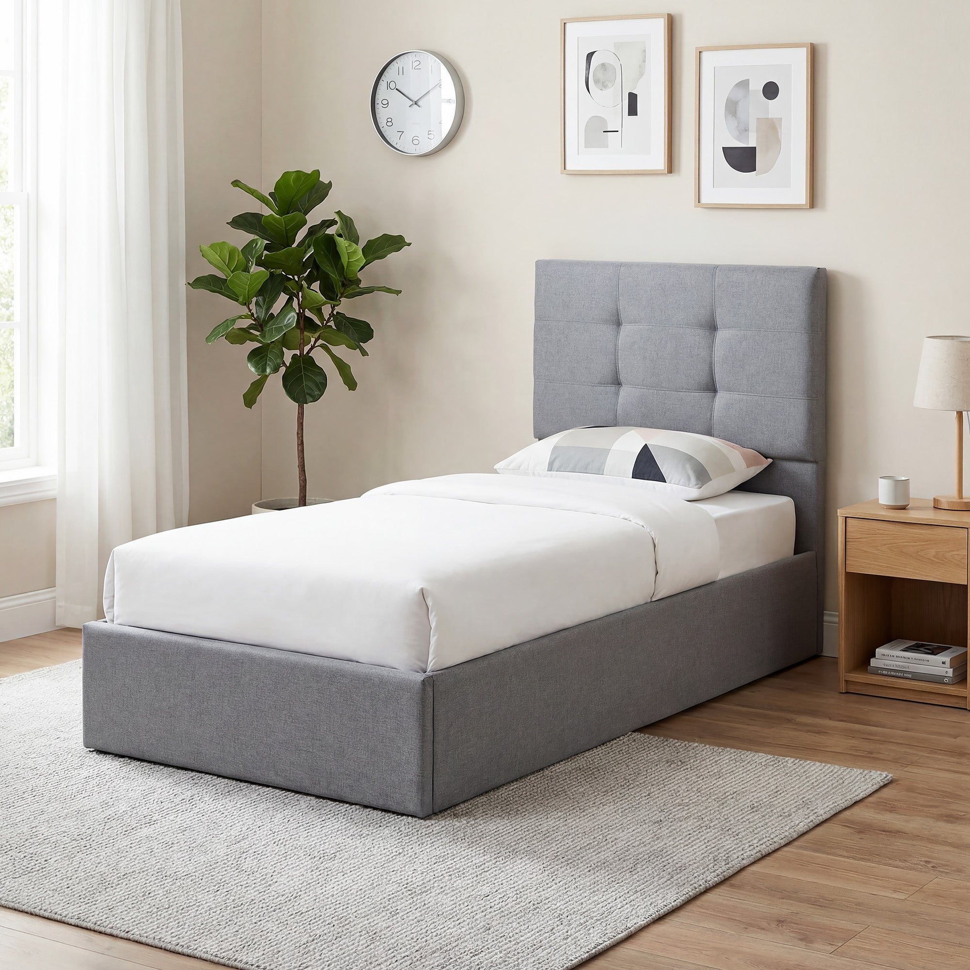 3ft Single Ottoman Bed with Gas Lift Storage - Grey