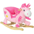 Kids Rocking Horse Ride-On Unicorn with 32 Songs, Wooden Base & Seatbelt for 18-36 Months - Pink