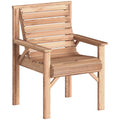 Wooden Garden Dining Chair, Outdoor Chair Garden Armchair with Curved Seat and Wide Armrests, Natural Wood Finish