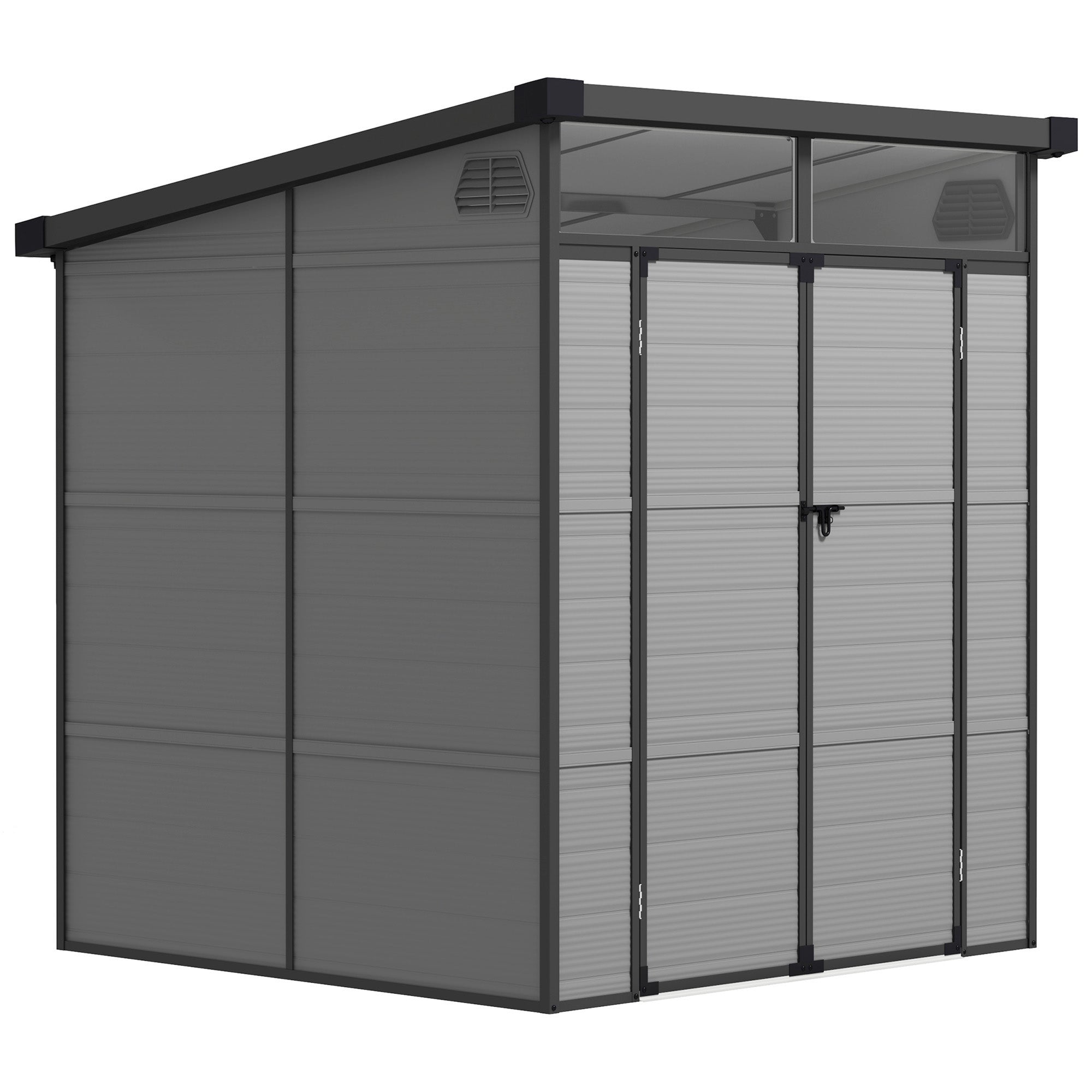 6ft Outdoor Resin Storage Shed with Windows and Air Vents Light Grey