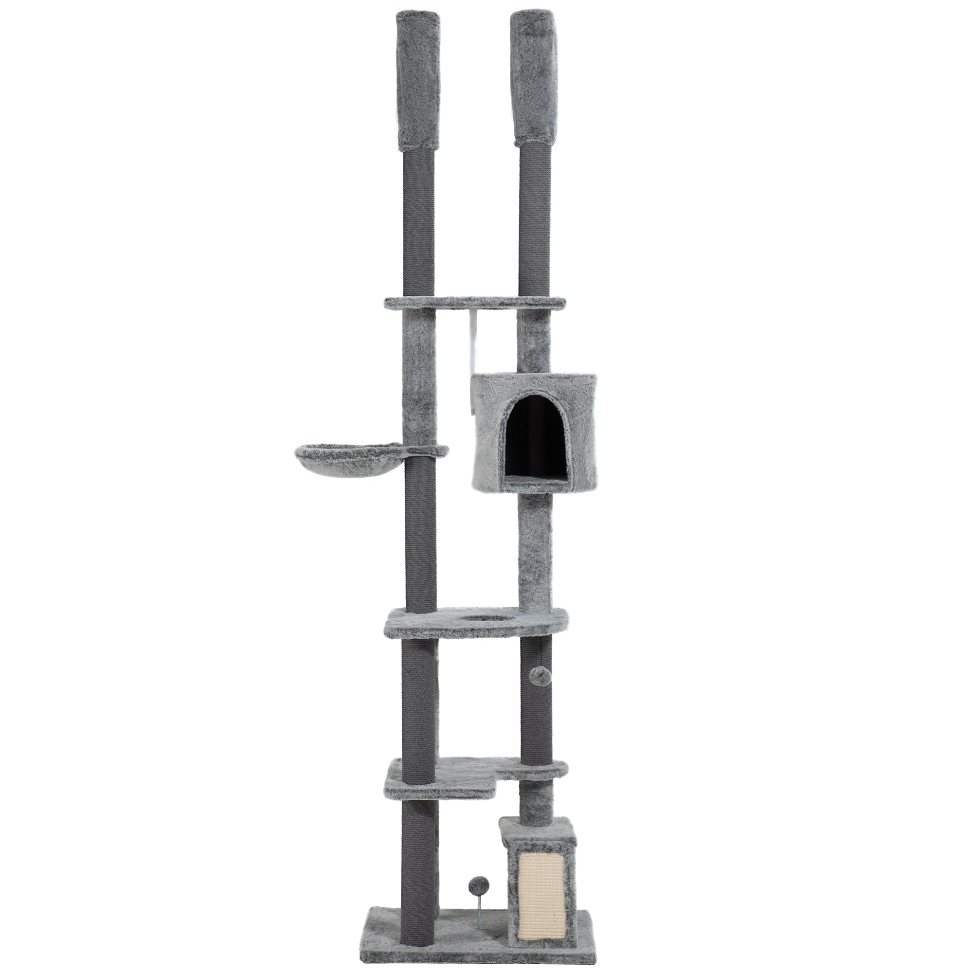 225-255cm Height Floor-to-Ceiling Cat Tree Large Cat Tower w/ Cat Scratching Posts, Ramp, Condo