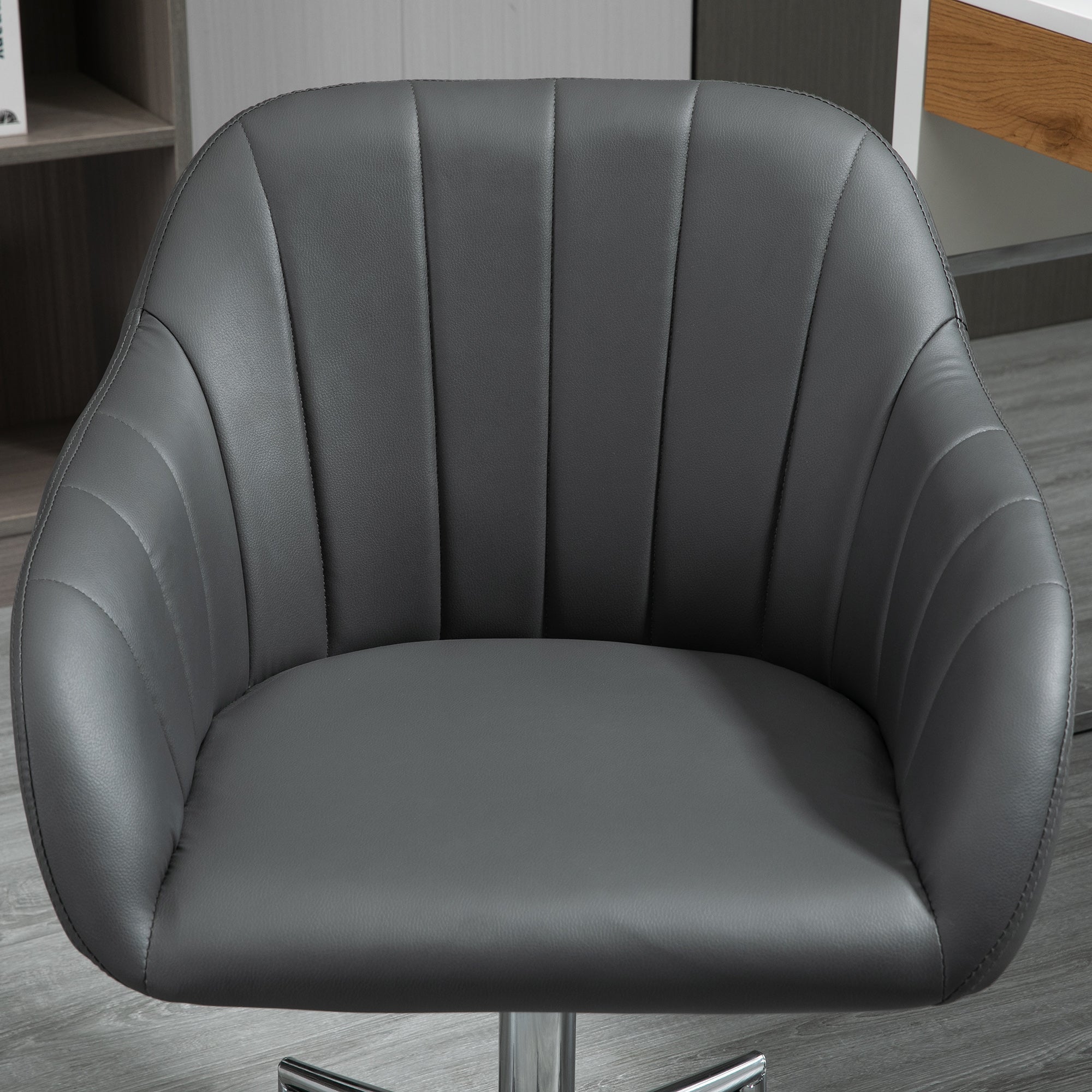 PU Leather Mid-Back Tub Office Chair Ergonomic Work Task Seat Study Grey