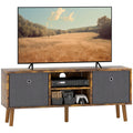 TV Cabinet Stand for TVs up to 50'' with Foldable Drawers and Open Shelves - Rustic Brown