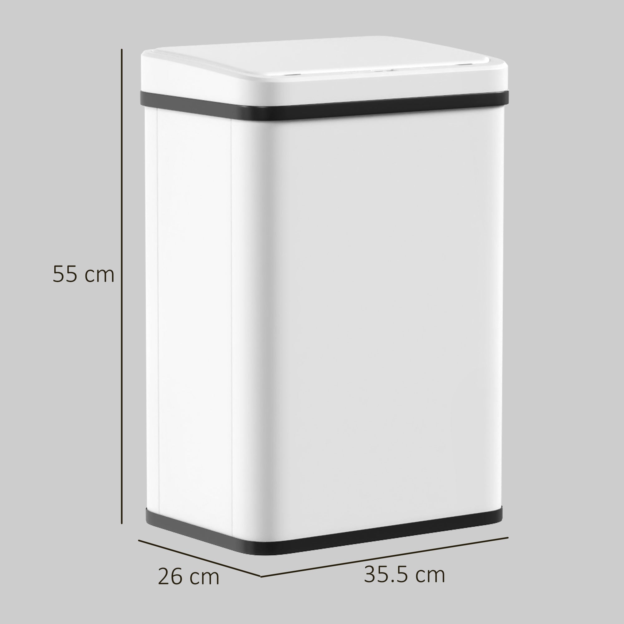 40L Sensor Bin with Soft-Close Lid, Stainless Steel Automatic Touchless Motion Sensor Kitchen Bin, White