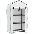 Three-Tier Mini Greenhouse with Roll-Up Door - White