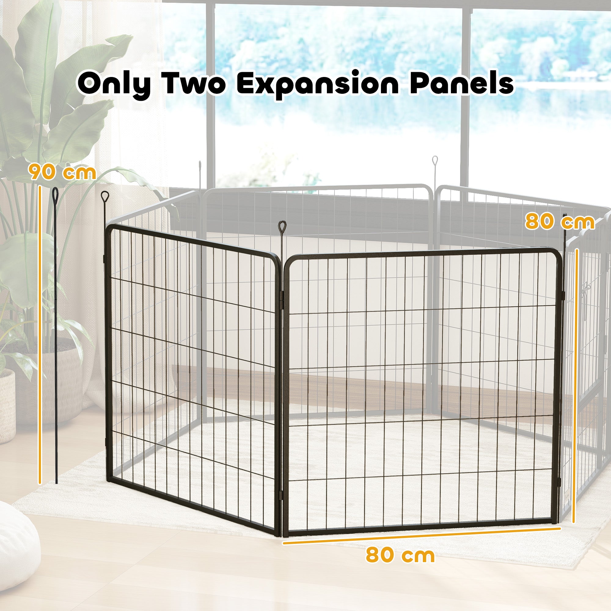 2 Piece Dog Pen Expansion Pack for 80cm High Pet Playpen with 3 Stakes, for Small and Medium Dogs