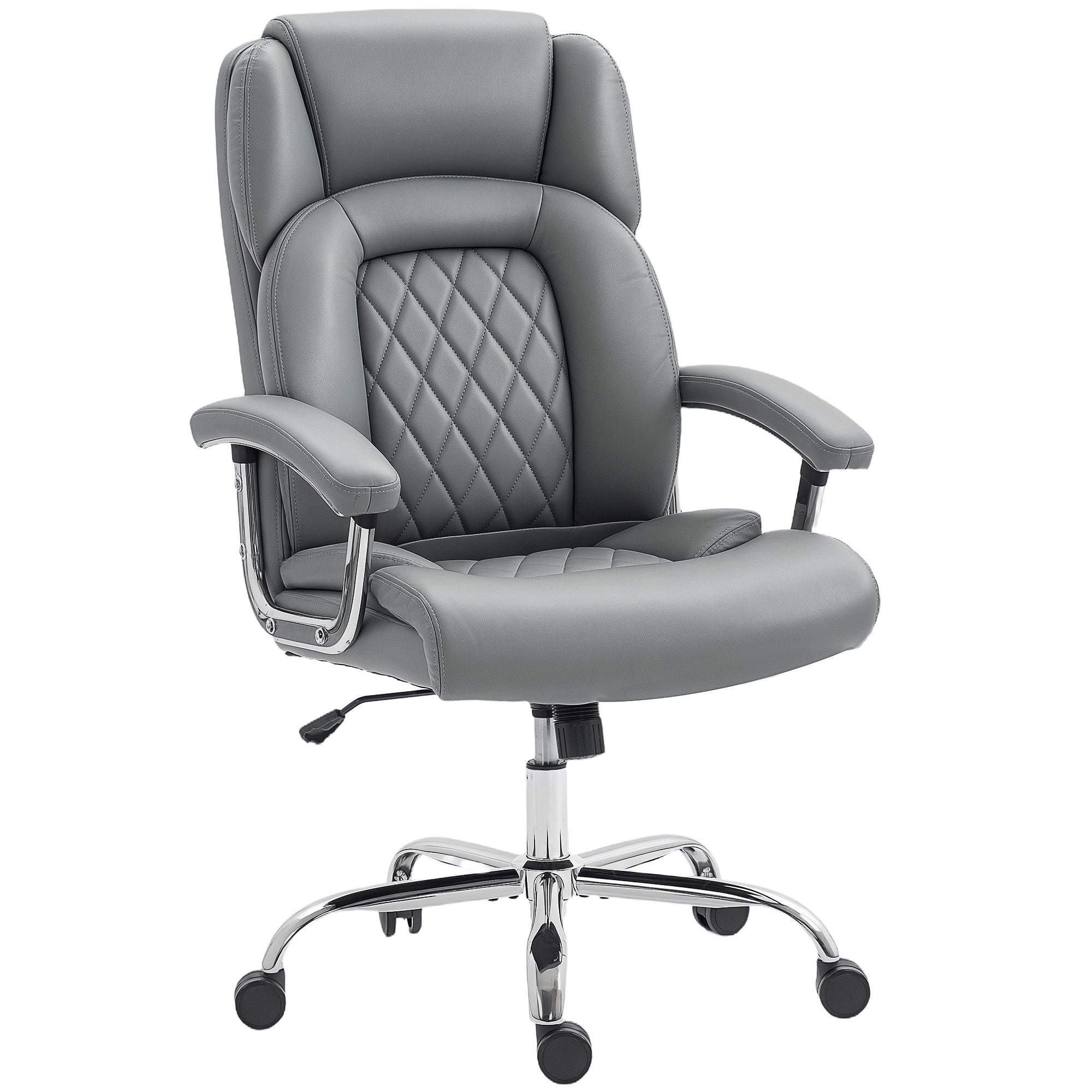 Big and Tall Office Chair 180kg with Spring Cushion, PU Leather - Grey