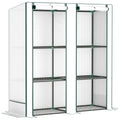 Three Tier Mini Greenhouse with Zipped Door and Shelves - White