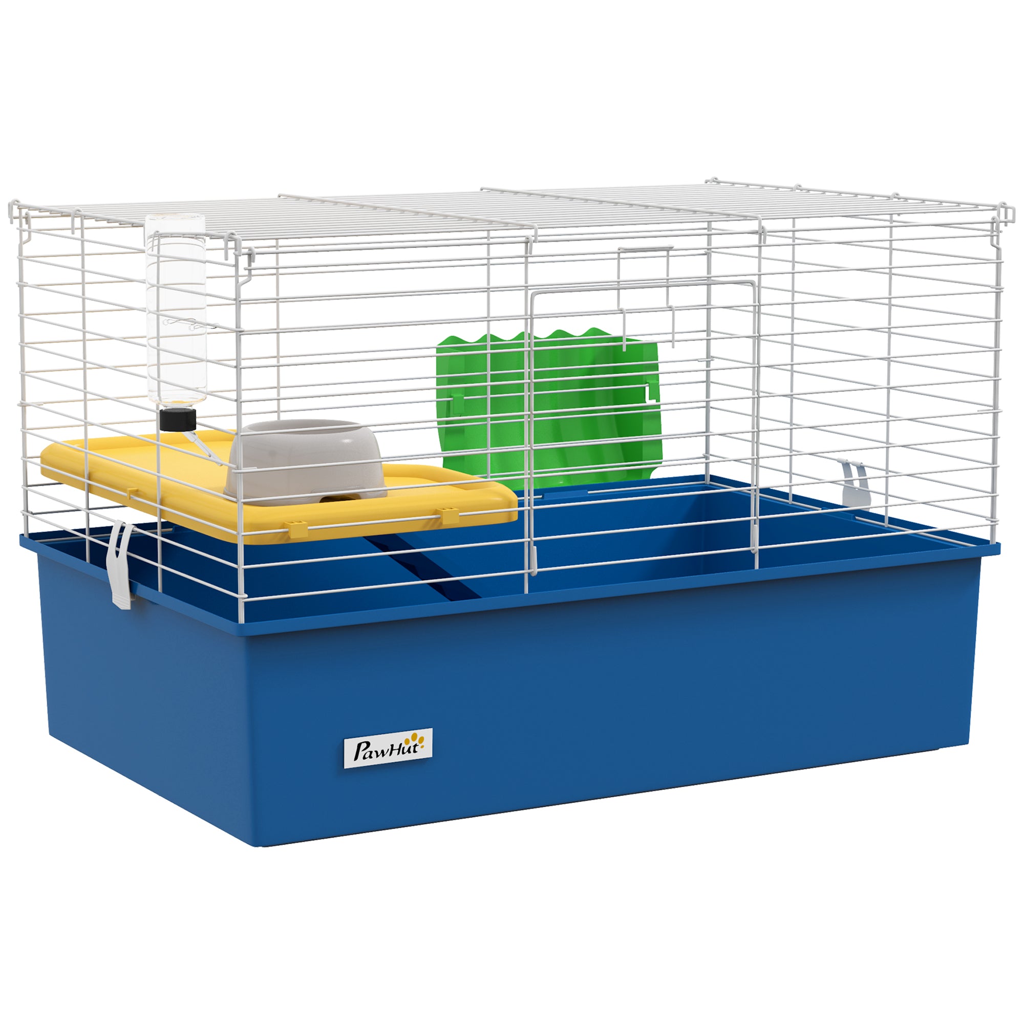 Chinchillas Small Rabbit Guinea Pig Small Animal Cage, Pet Playhouse, with Platform, Ramp, 71 x 46 x 47cm, Blue