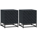 Bedside Tables Set of 2, Modern Bedside Table Nightstand with 2 Drawers, Bedside Cabinet Sofa Side Table with Storage, Steel Legs for Bedroom, Living Room, Black