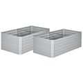 Set of 2 Galvanised Steel Raised Garden Beds 180x90x59 cm for Vegetables, Plants & Herbs - Light Grey