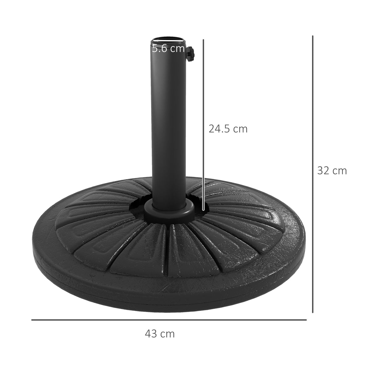 Umbrella Base, Heavy Duty Concrete Base Holder with Steel Pole, Round Parasol Stand for Patio, Outdoor, Garden, Black