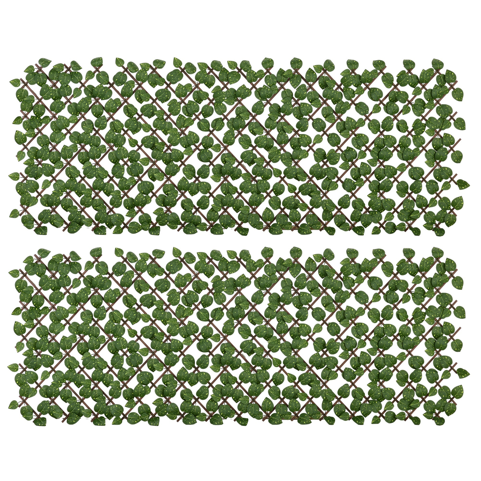 Set of 2 Expandable Artificial Trellis Hedges – Realistic Leaf Privacy Screen, 2 x 1 m