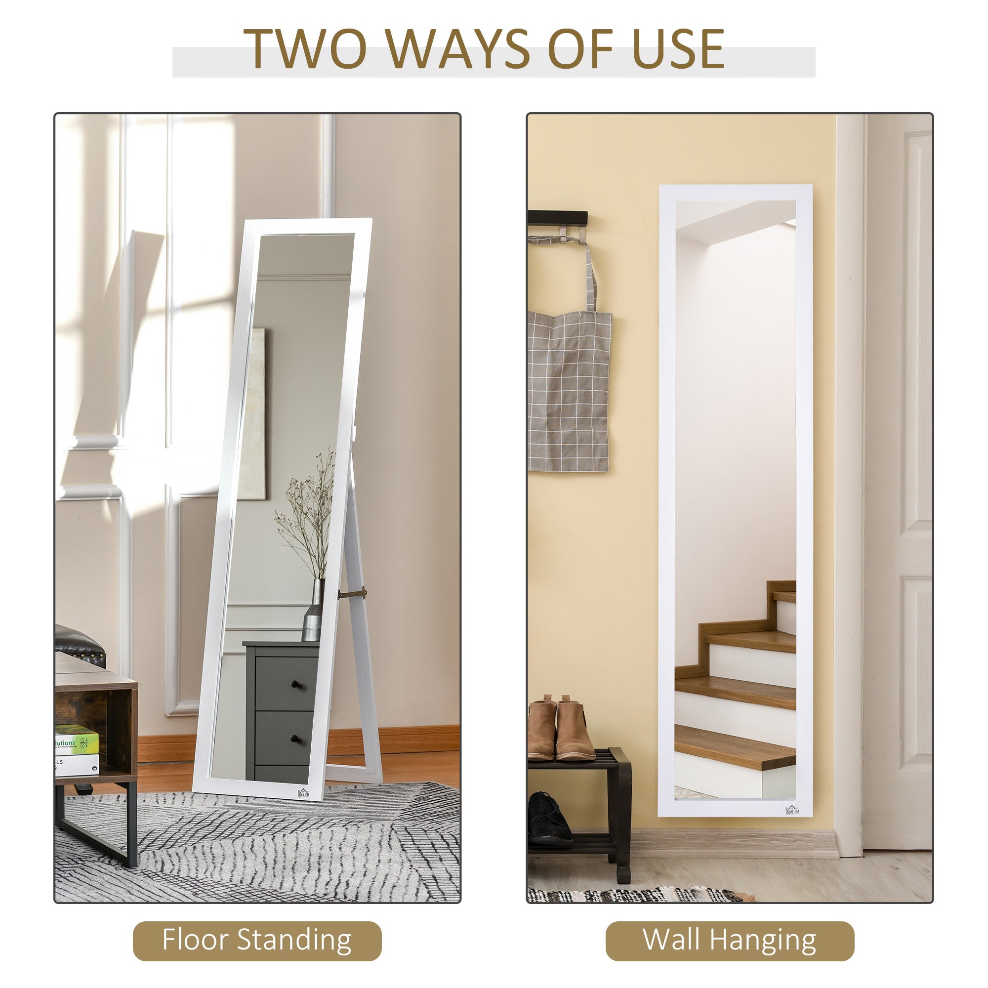 Full Length Mirror for Bedroom, Free Standing Dressing Mirror, Wall Mirror for Living Room, 37 x 154 cm, White