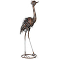 Heron Metal Garden Statue with Stakes for Patio Pond Landscape Decoration - Silver Tone
