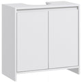 Under Sink Bathroom Cabinet, Freestanding Under Sink Cabinet with 2 Doors and Shelf for Basin without or with Pedestal, White
