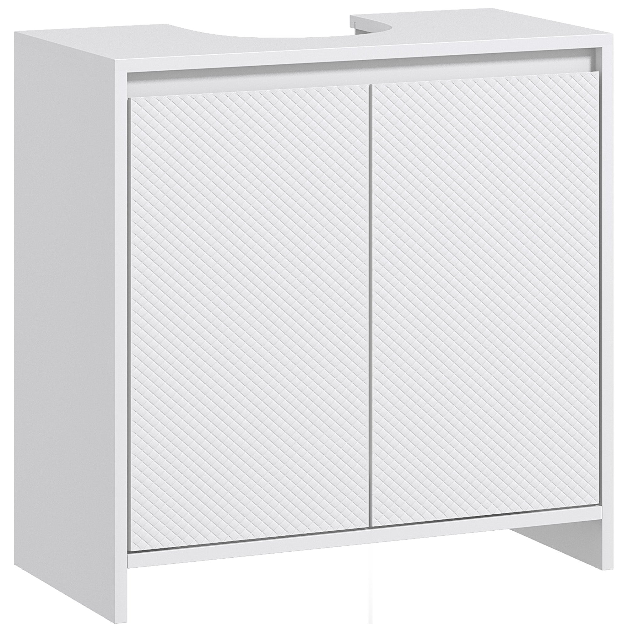 Under Sink Bathroom Cabinet, Freestanding Under Sink Cabinet with 2 Doors and Shelf for Basin without or with Pedestal, White