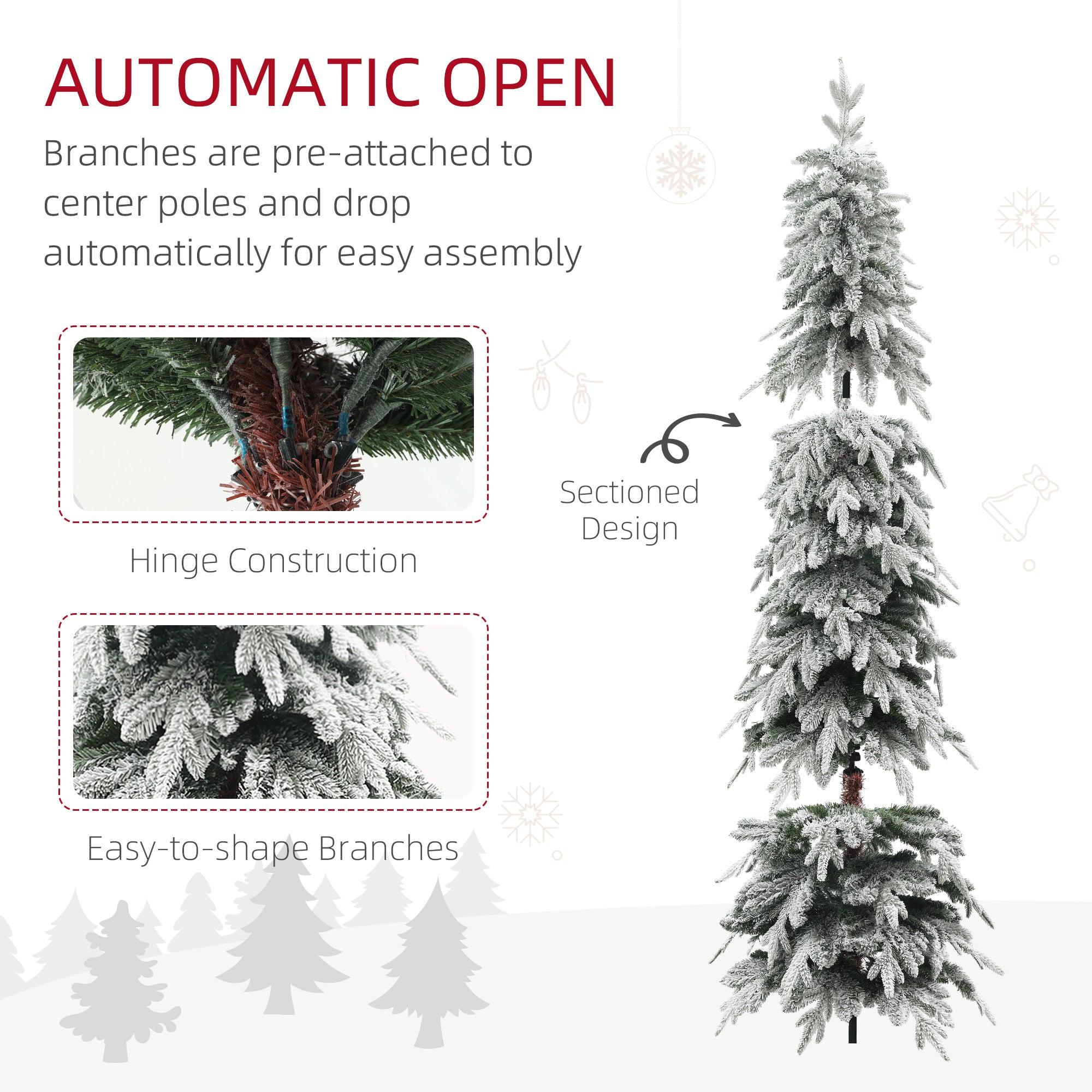 7ft Snow-Covered Unlit Artificial Christmas Tree