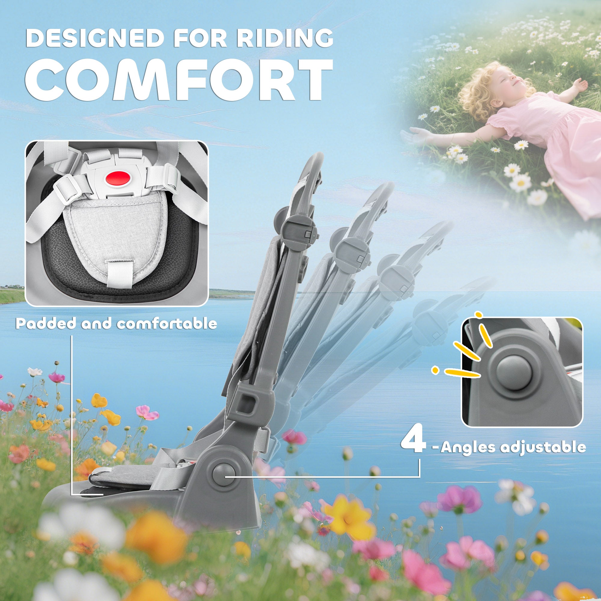 6 in 1 Foldable Kids Trike with Adjustable Parent Handle & Canopy for Ages 1-5, Grey