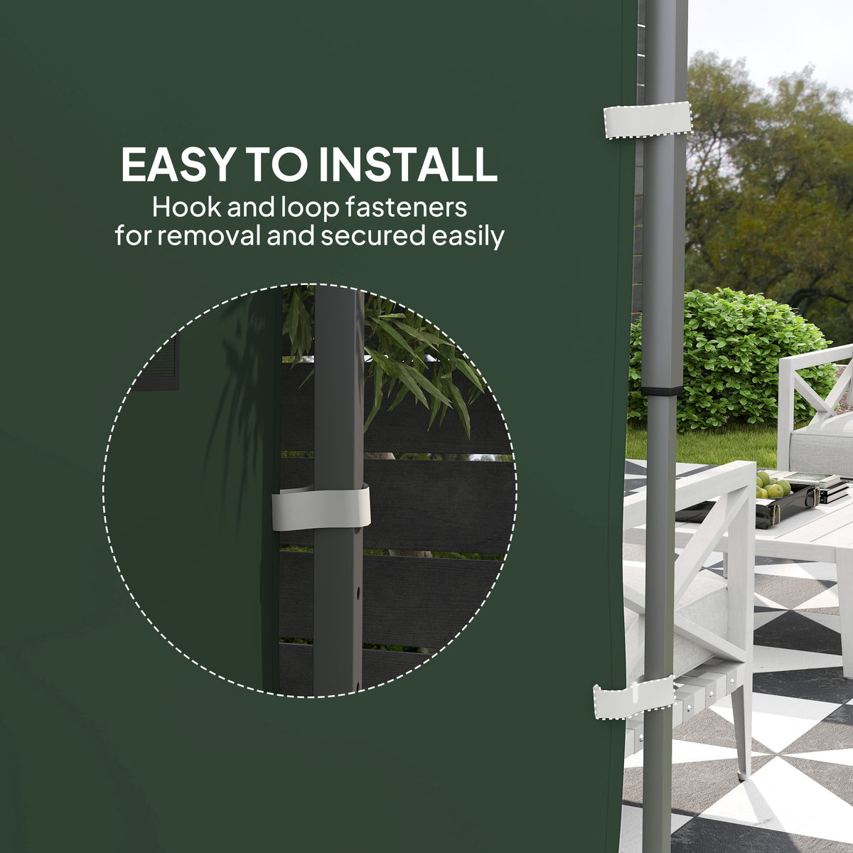 3x3m Gazebo Replacement Sidewall with Pockets & Mesh Bags - Green