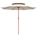 2.7 m Garden Parasol with Double Top Outdoor Market Table Umbrella with Crank System, Cream White