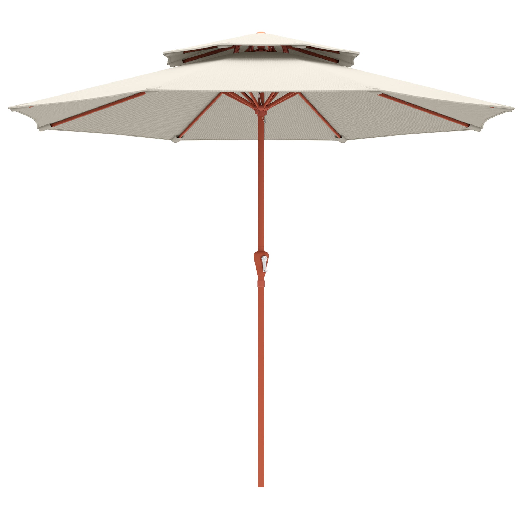 2.7 m Garden Parasol with Double Top Outdoor Market Table Umbrella with Crank System, Cream White