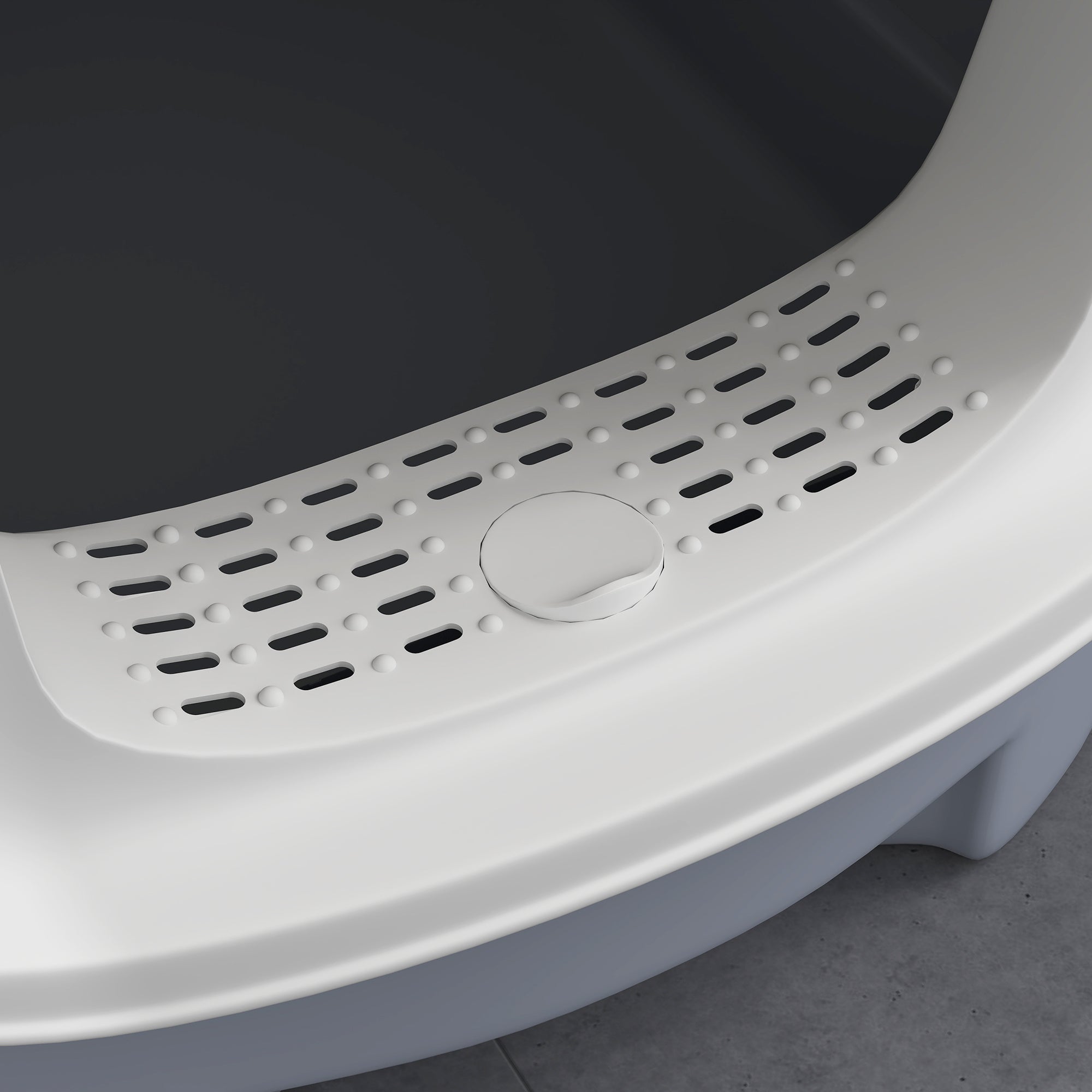 Top Entry Cat Litter Box with Lid, Scoop & Deodorisation Bags - Grey White Black