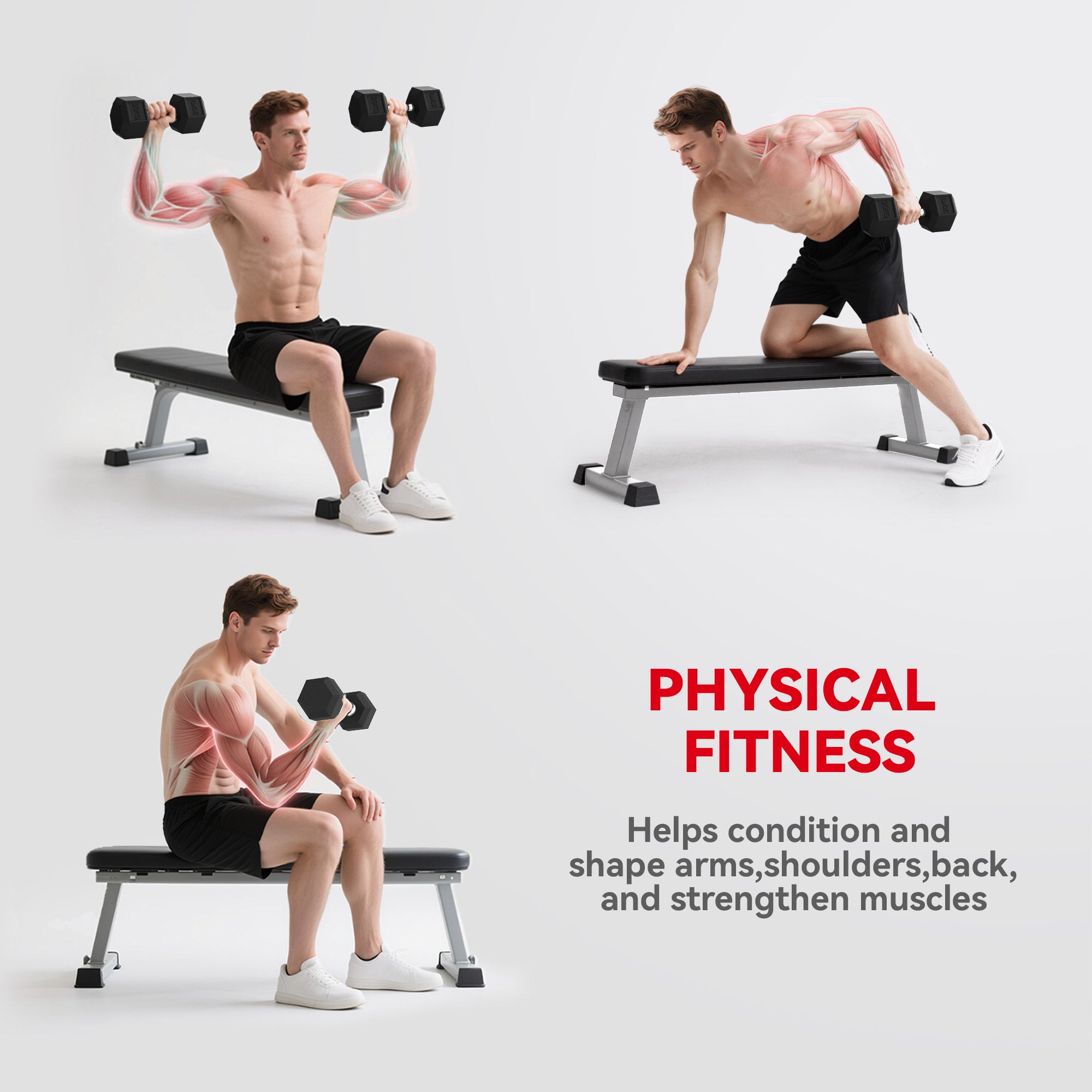 2x20KG Rubber Hex Dumbbell Portable Hand Weights Dumbbell Home Gym