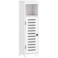 Bathroom Floor Cabinet, Bathroom Storage Unit with Louvered Door, Open Shelf, Adjustable Shelf, White, 22 x 20 x 75 cm