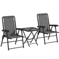 3 Piece Folding Garden Table and Chair Set with Texteline Fabric - Dark Grey