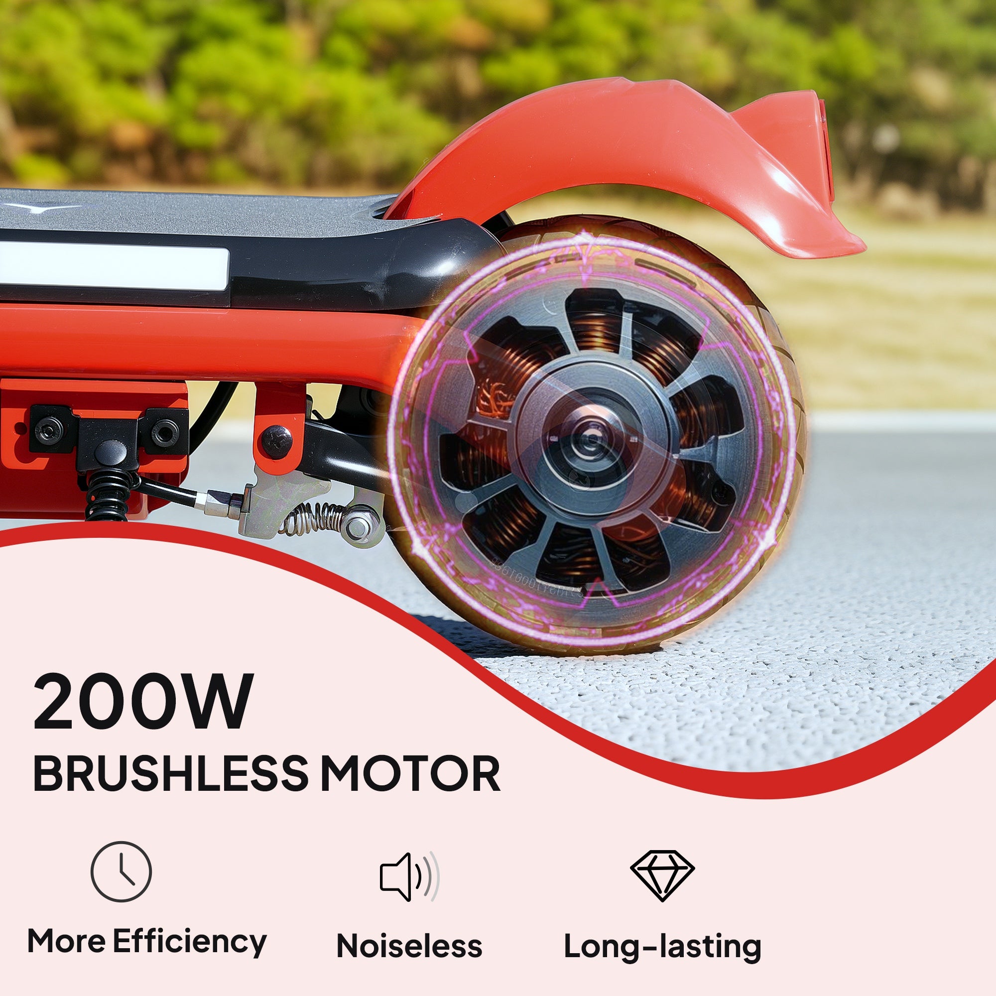 Kids Electric Scooter with Dual Brakes, Flashing Wheels & Lights, 12 KM/H, Ages 6-14 - Red
