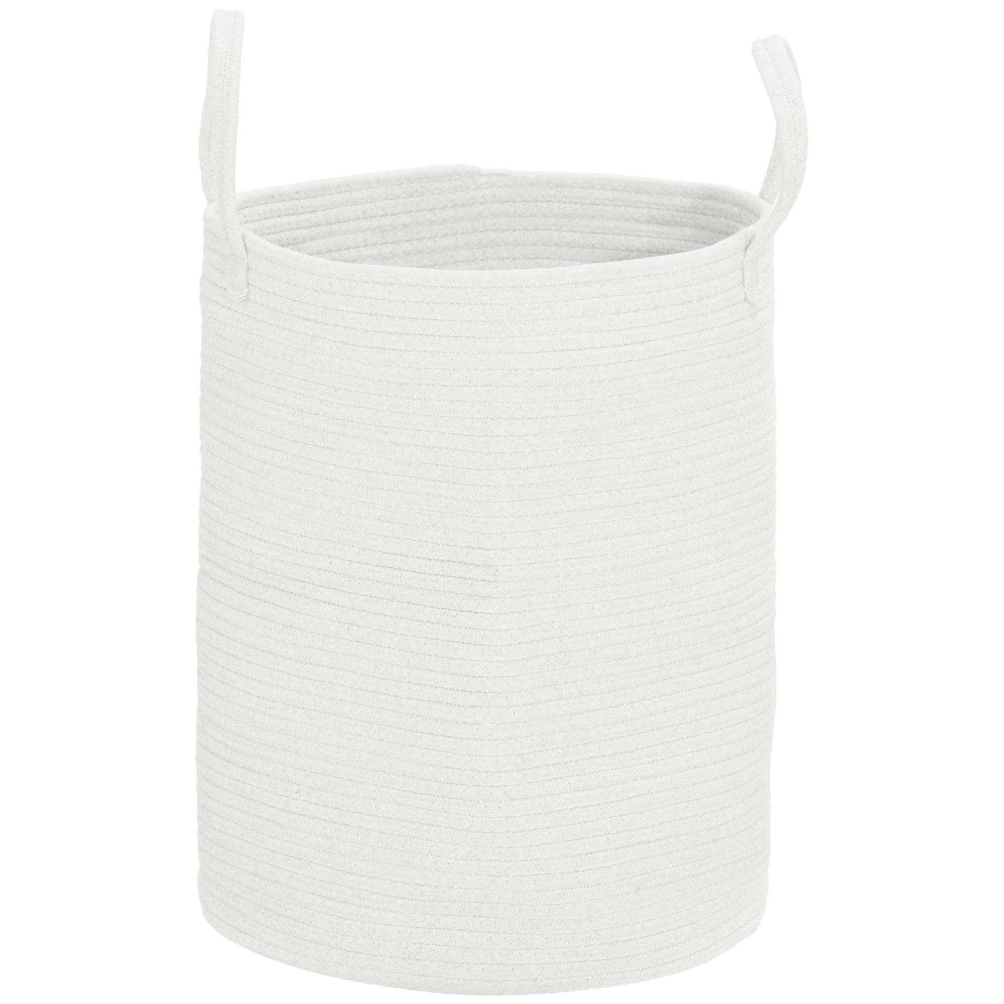 36L Cotton Rope Laundry Basket, with Handles - Cream White