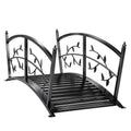 1.2M Metal Garden Bridge with Safety Railings, Outdoor Pond Bridge, Arch Decorative Footbridge for Creek Stream