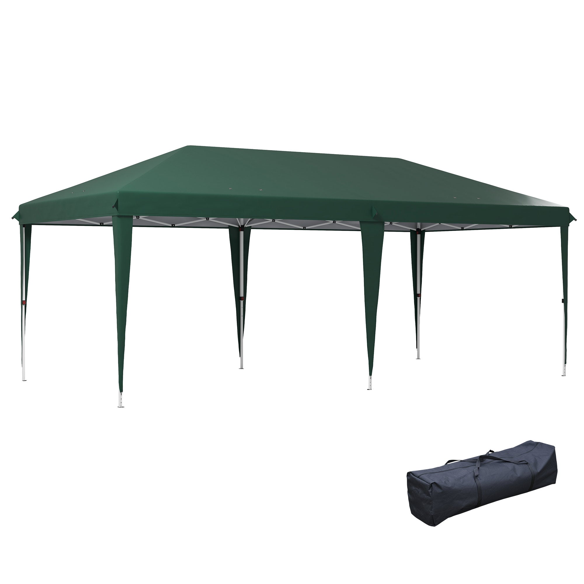 6 x 3 Metre Pop-Up Steel Frame Gazebo - Green Weatherproof