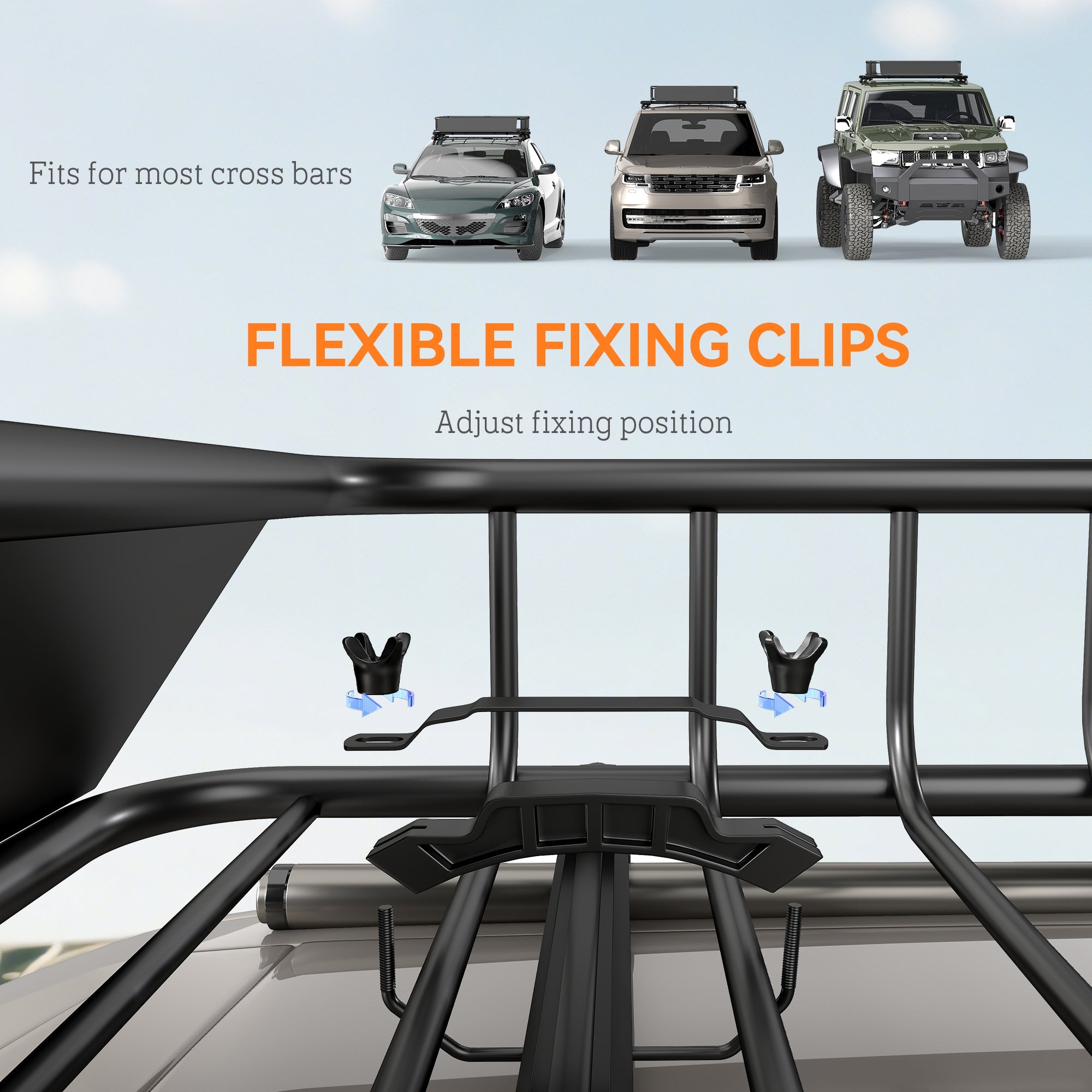 Universal Roof Rack Basket Tray, 90.7 kg Steel Car Rooftop Luggage Cargo Carrier Holder with Wind Fairing, Side Rails for SUVs, Pickups, Sedans, Off-Road Vehicles, 110.5 x 99.5 x 18.5 cm, Black
