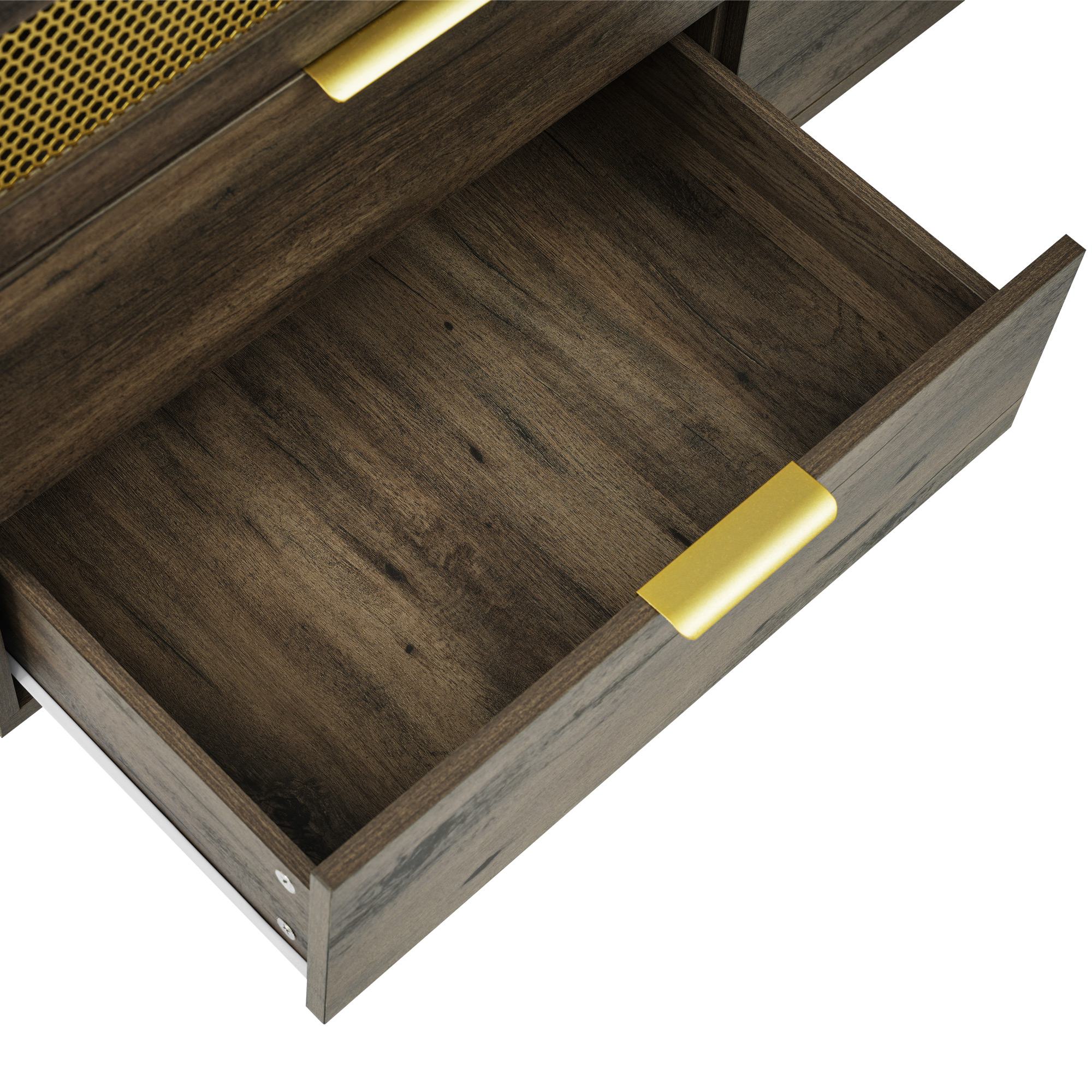 Sideboard Cabinet Dresser with 3 Drawers and 2 Doors, Metal Handles, Multipurpose Storage Cabinet for Hallway, 120L x 40W x 76H cm, Dark Brown