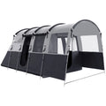 8 Person Waterproof Tunnel Camping Tent with 4 Large Windows - Grey