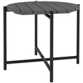 54 cm Round Outdoor Side Table, Industrial Small Garden Table with Slatted Wood Top and Metal Frame, Dark Grey