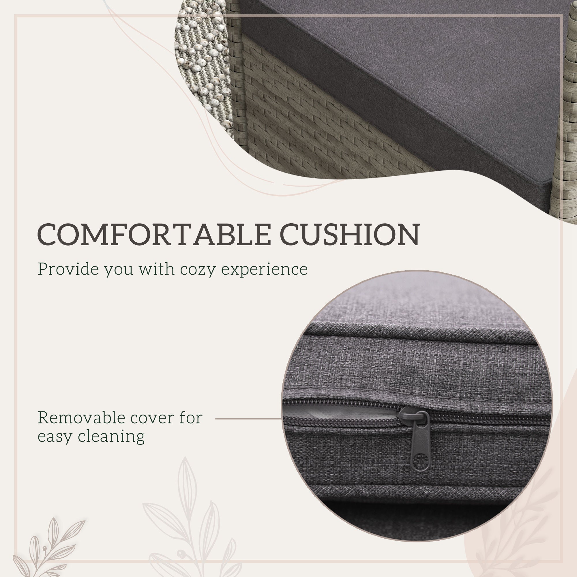 Five-Piece Rattan Garden Set, with Two-Tier Table - Grey