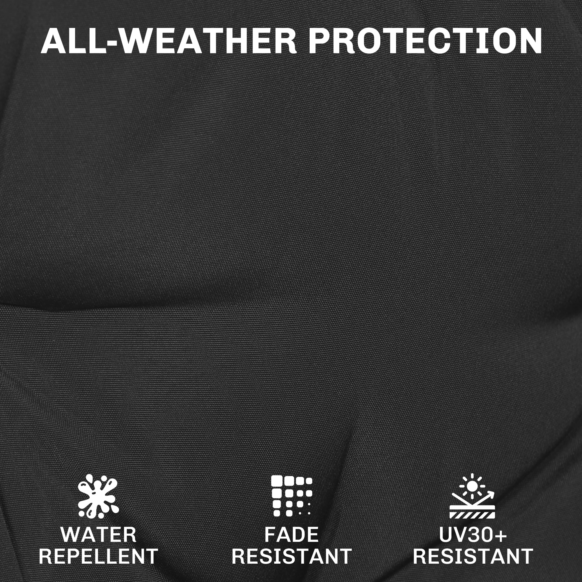 Outdoor Chair Seat Cushions Set of 2, Garden Chair Cushions with 7cm Thick Foam & Ties, Black
