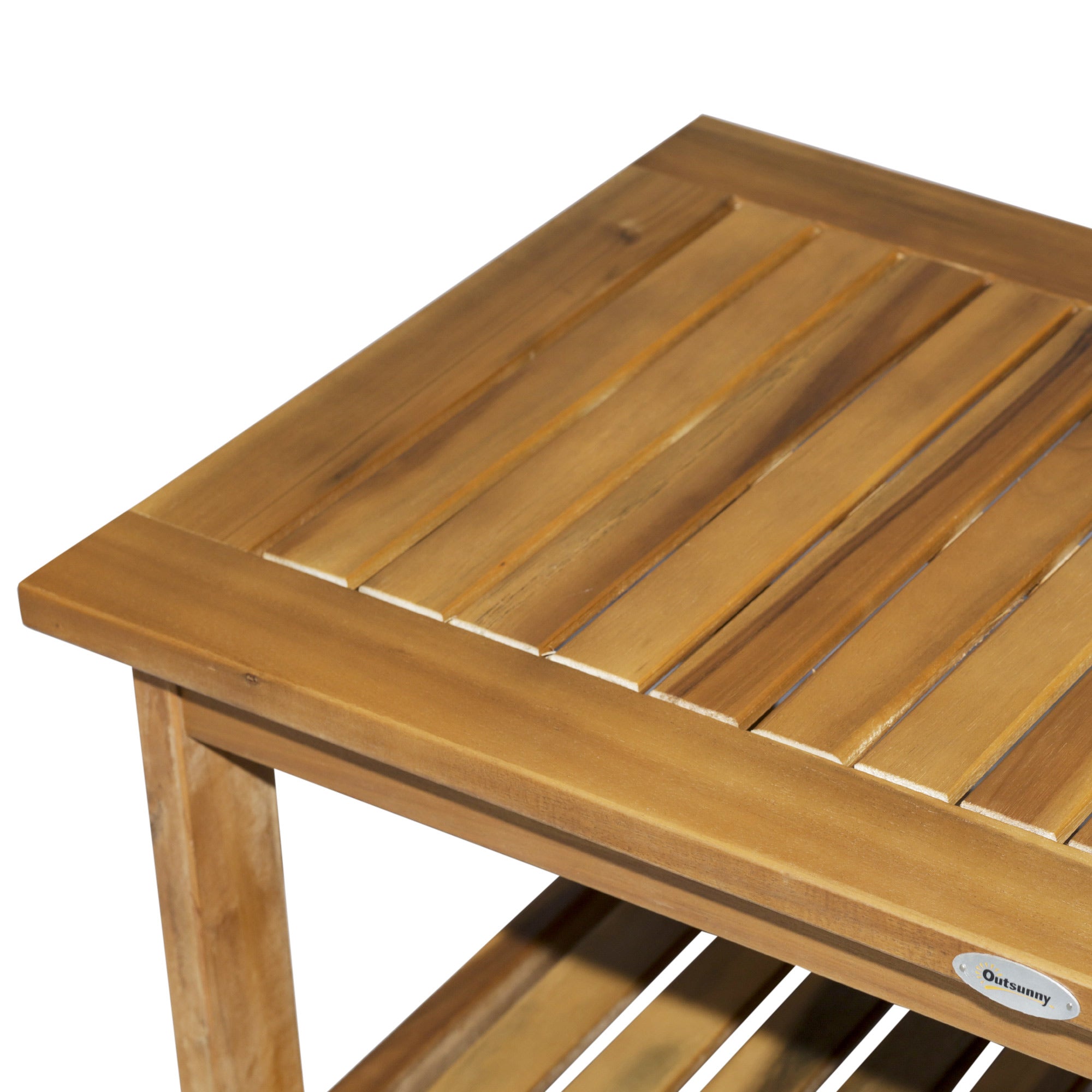 45 x 90cm Acacia Wood Two-Tier Garden Table